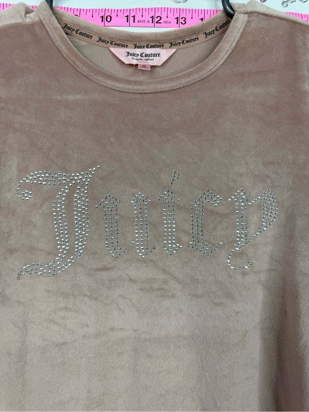 Juicy Couture shirt rhinestone Rose Brown Velour Logo Tee View 4